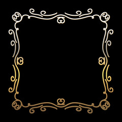 Vector luxury golden frame. Ornamental shiny gold decorative design element.