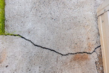 Destruction of cement foundation and blind area of building, top view