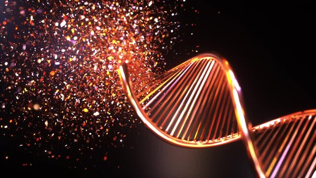 abstract dna double helix with glowing particles 3d rendered
