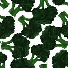 Vector illustration. Healthy green food. Broccoli. Handmade, light background, seamless pattern