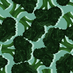 Vector illustration. Healthy green food. Broccoli. Handmade, dark background, seamless pattern