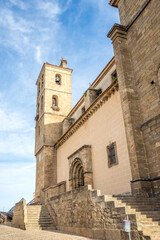 Fototapeta na wymiar View at the Church of Santa MAria in the streets of Alcantara - Spain