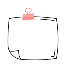 Paper sheet with a clip icon. Vector illustration