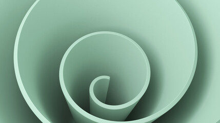 Abstract background with spiral pattern. Pastel mint colored 3d illustration