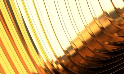 Gold metal background with waves and lines