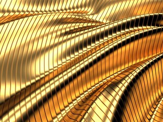 Gold metal background with waves and lines