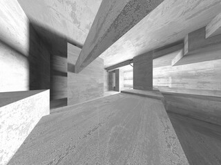 Abstract architecture background. Empty rough concrete interior