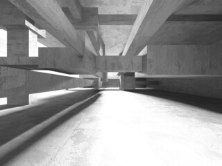 Dark Concrete Wall Architecture. Empty Room