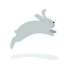 Gray rabbit jumping