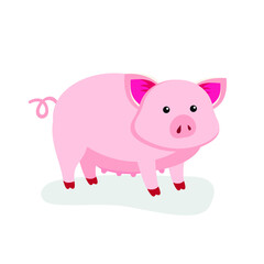 Pink pig stands on its paws