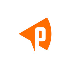 p letter negative space pizza logo symbol icon - obrazy, fototapety, plakaty