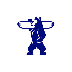 skiing bear, a bear carrying the board