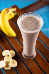Banana shake, Sweet and refreshing beverage, table top