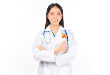 Fototapeta premium portrait asian female doctor with stethoscope in uniform,