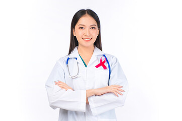 portrait asian female doctor with stethoscope in uniform,