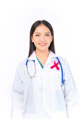 portrait asian female doctor with stethoscope in uniform,