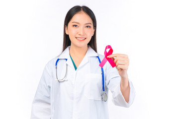 portrait asian female doctor with stethoscope in uniform,