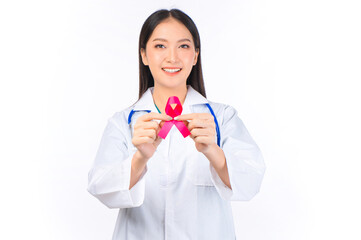 portrait asian female doctor with stethoscope in uniform,