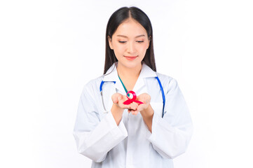 portrait asian female doctor with stethoscope in uniform,