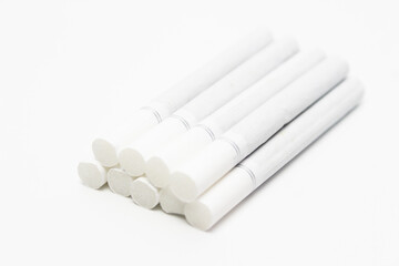 A Pile of Cigarettes isolated on a white background