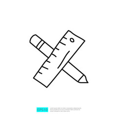 pencil and ruler doodle icon