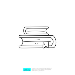 stack of books doodle line icon