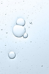 The texture of a cosmetic serum with bubbles in closeup. Macrophotography