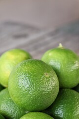 Green lime on wood background