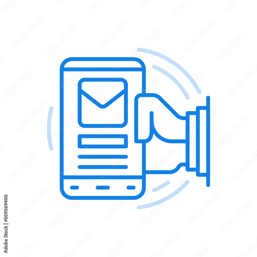 Aufkleber new mobile message vector line icon. correspondence social networks and notifications from governmen