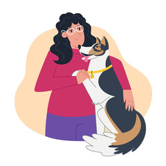 Happy woman and her dog Border Collie