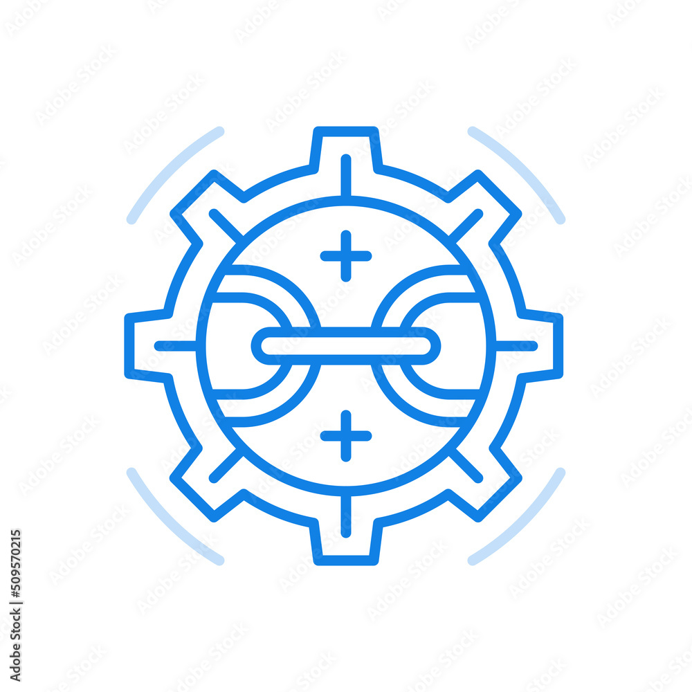 Poster streamlined optimization process vector line icon. modern technology to increase power of work proce