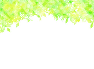 Obraz na płótnie Canvas 新緑草木の水彩フレーム壁紙 