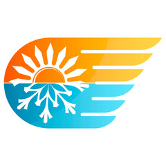 Air conditioner symbol. Cooling and heating system. Sun and snowflake design