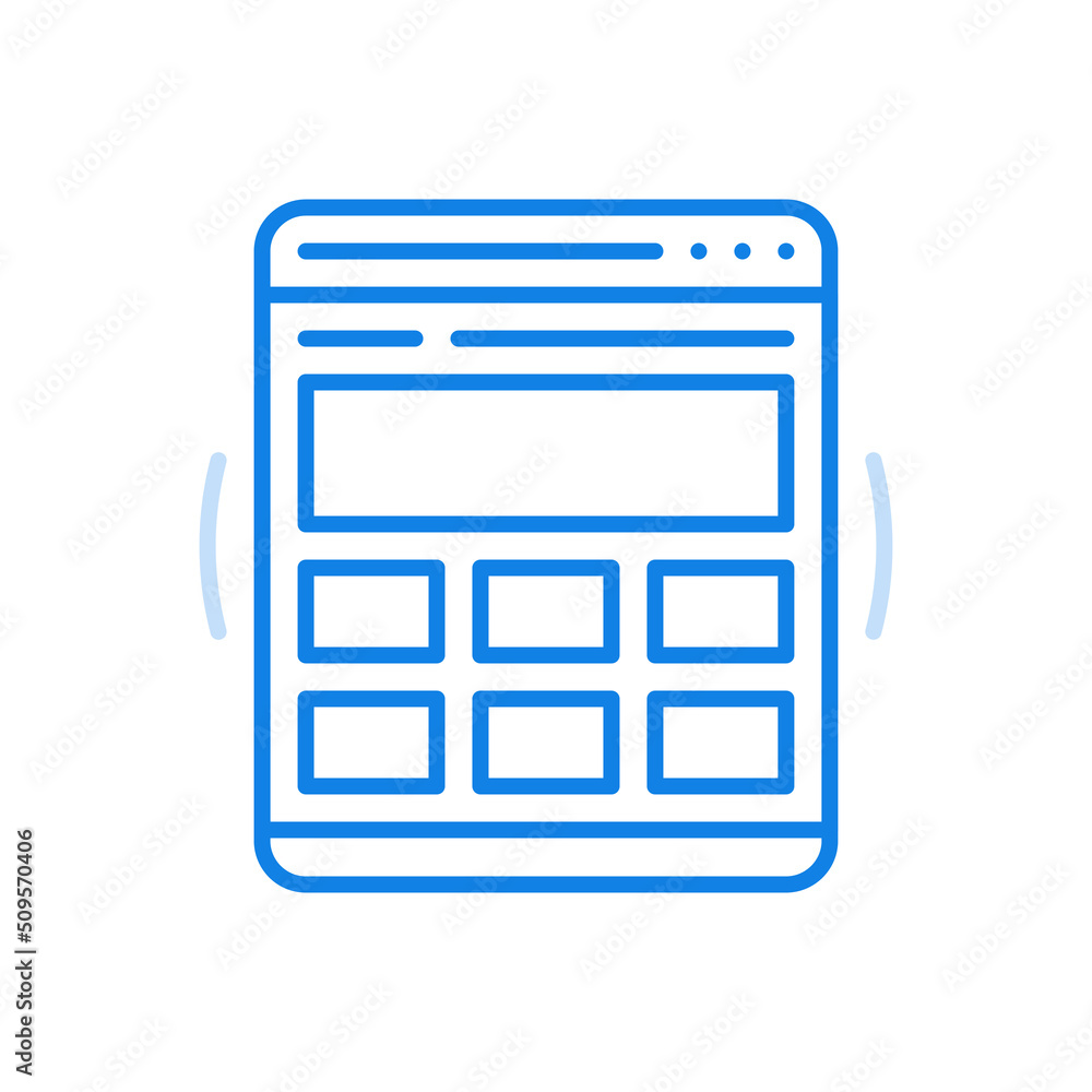 Poster online website builder vector line icon. design interface homepage of blanks for online assembly cre