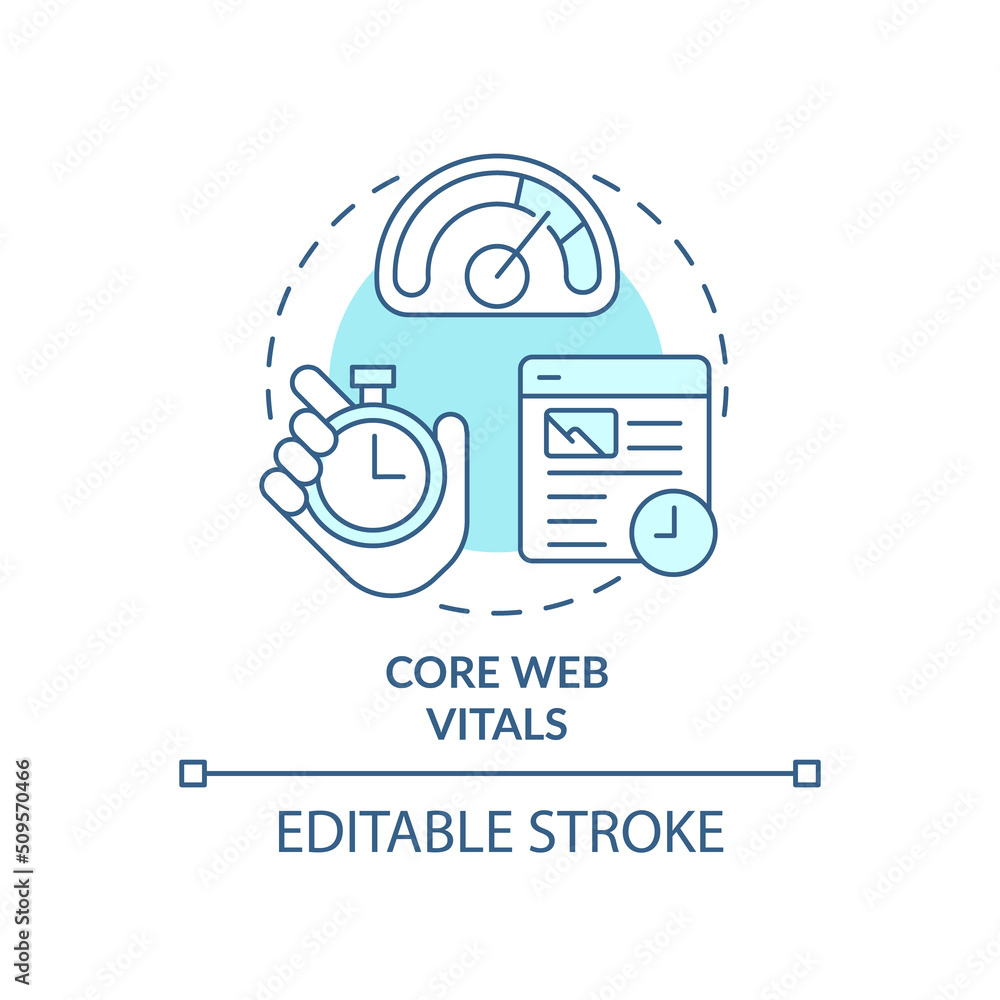 Aufkleber core web vitals turquoise concept icon. set of standards. search engine optimization abstract idea t