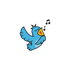 Cute Baby Canary Bird Tweet Singing Simple logo design