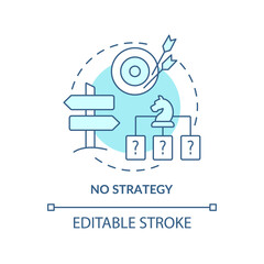 No strategy turquoise concept icon. Search engine optimization mistake abstract idea thin line illustration. Isolated outline drawing. Editable stroke. Arial, Myriad Pro-Bold fonts used