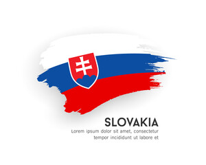 Flag of Slovakia, brush stroke design isolated on white background, EPS10 vector illustration