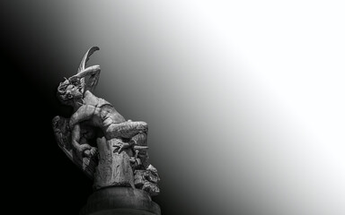 The Fountain of the Fallen Angel or Monument of the Fallen Angel is located in the Retiro Park in the town of Madrid (Spain)