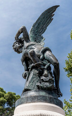 The Fountain of the Fallen Angel or Monument of the Fallen Angel is located in the Retiro Park in...