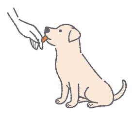 手を舐める犬のイラスト