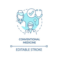Conventional medicine turquoise concept icon. Healthcare approach abstract idea thin line illustration. Safe treatment. Isolated outline drawing. Editable stroke. Arial, Myriad Pro-Bold fonts used