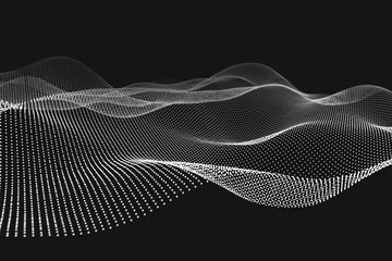 Minimalist futuristic particle background. Abstract smooth technology blurred wave 3d illustration