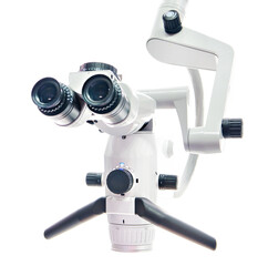 Dental operating microscope isolated white
