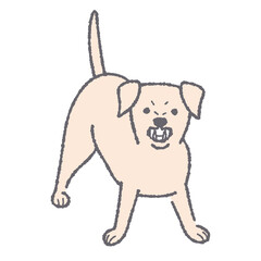 牙を見せて唸る犬のイラスト