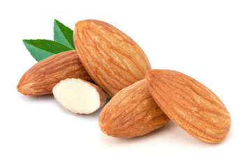 almonds isolated on white background
