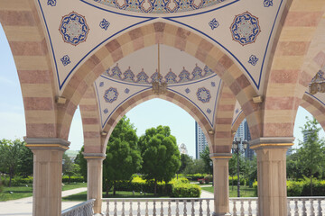 beautiful large mosque decorated with beautiful patterns