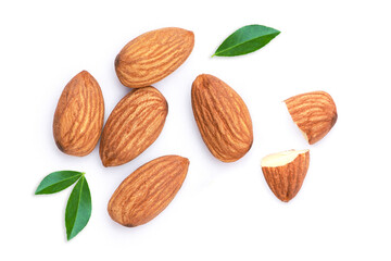 almonds isolated on white