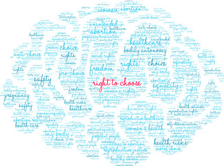 Fototapeta na wymiar Right To Choose Word Cloud on a white background. 