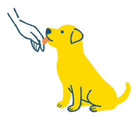手を舐める犬のイラスト